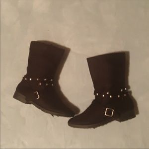 COPY - Black Vegan Suede Studded Moto Style Booti…